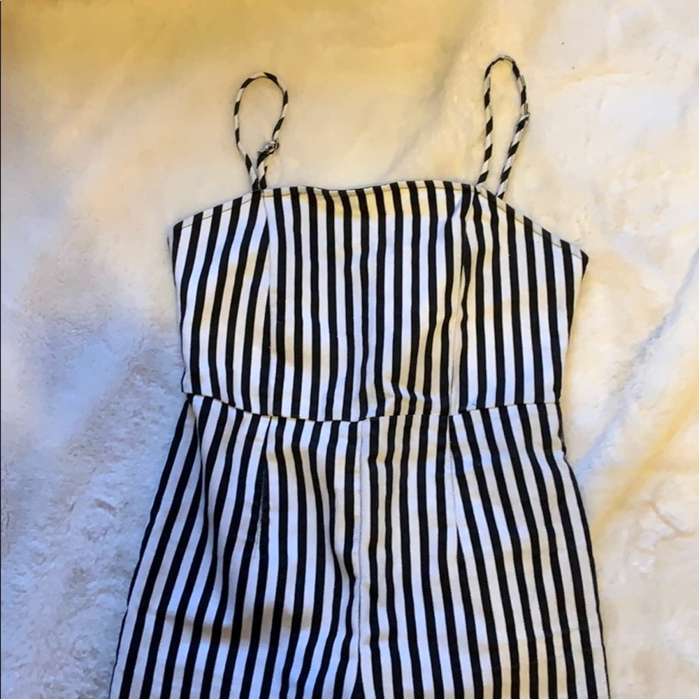 Black and white striped jumpsuit